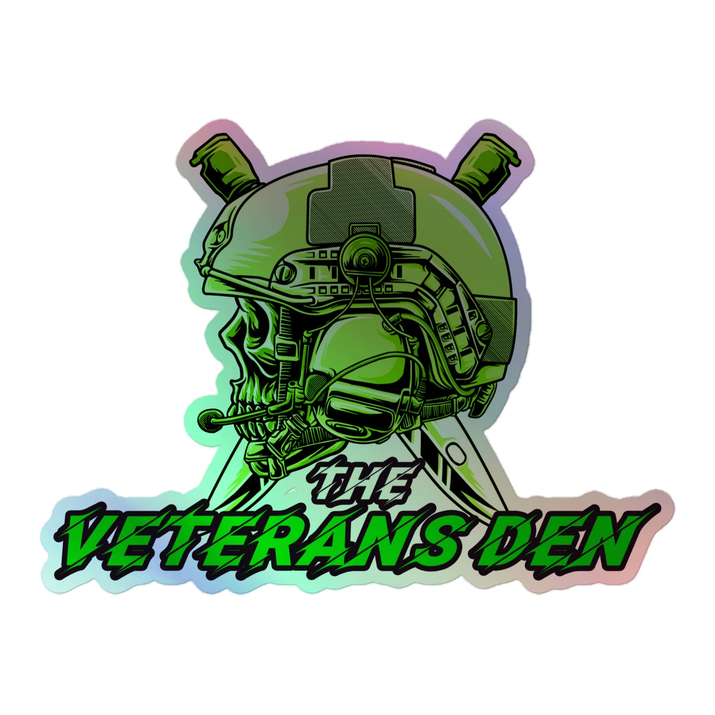 The Veterans Den Tactical cross knives. Holographic stickers
