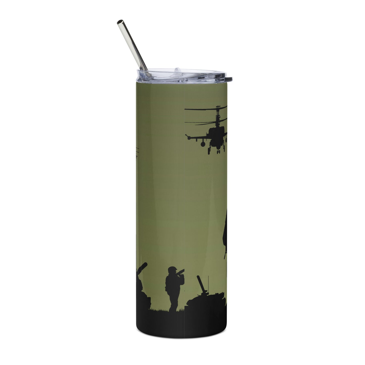 The Veterans Den logo BLK. Stainless steel tumbler