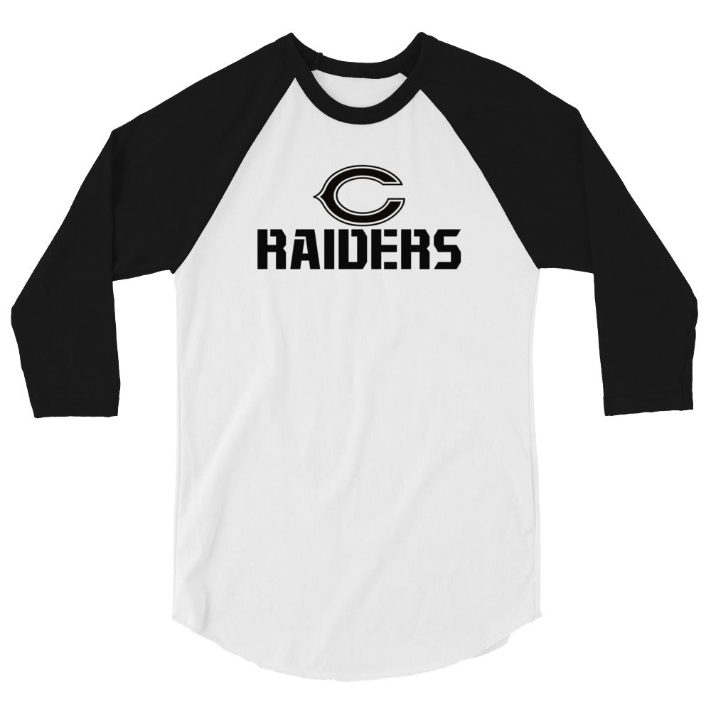 Raiders combat font. 3/4 sleeve raglan shirt