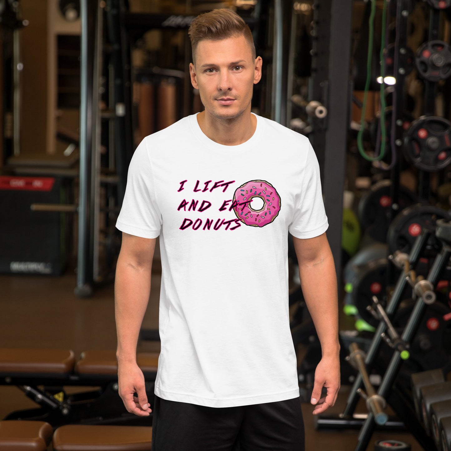 I Lift and Eat Donuts. Unisex t-shirt